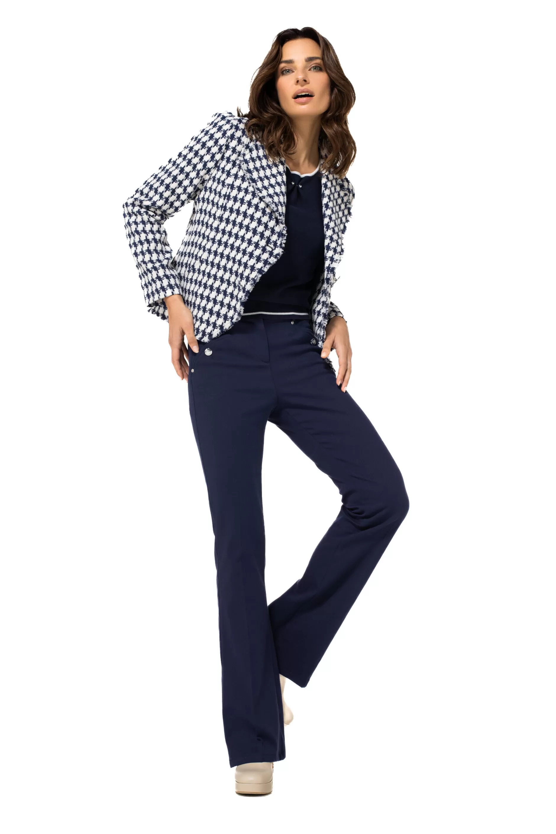 Caroline Biss 1248-21 / Fijn Gebreide Bicolor Pull*Vrouwen Pulls